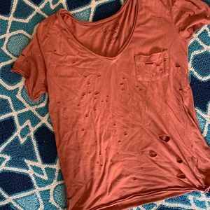 Orange distressed tee - Free People
